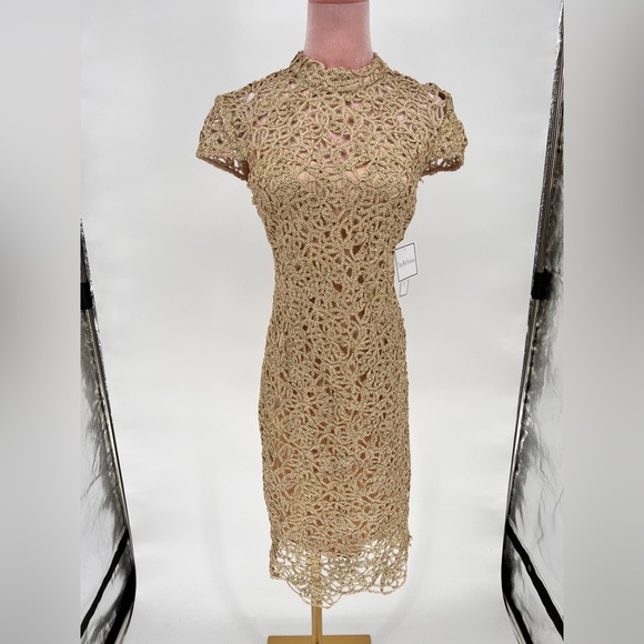 NWT Premier Amour Short Sleeve Sheath Lace Dress - Picture 4 of 14